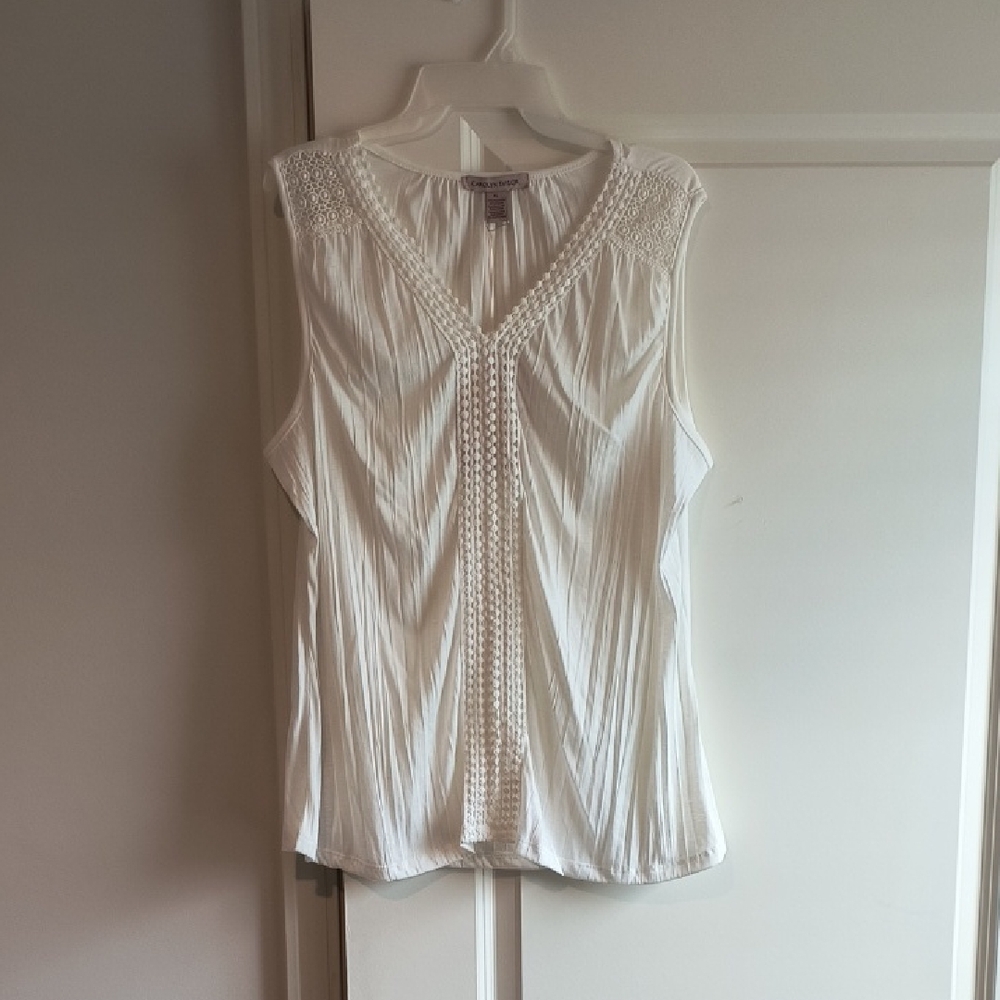 Carolyn Taylor White Sleeveless Ribbed Tank Top